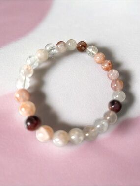 Natural Fire Quartz 8mm Beaded Stretch Bracelet - Women Jewelry